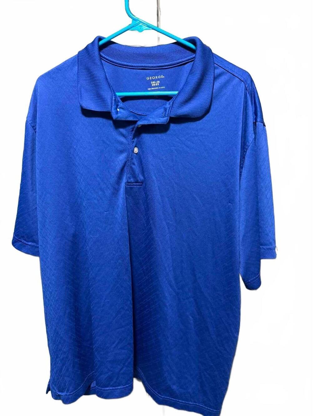 George Men's Blue Polo Shirt 2XL 100% Polyester